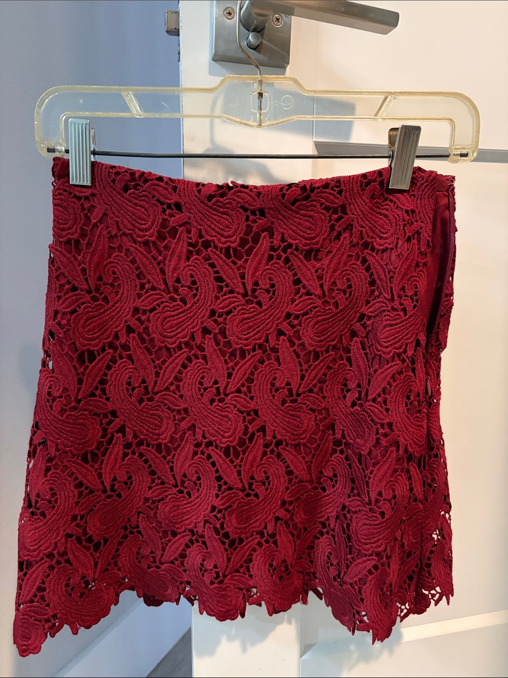 Express Burgundy Lace Mini Skirt